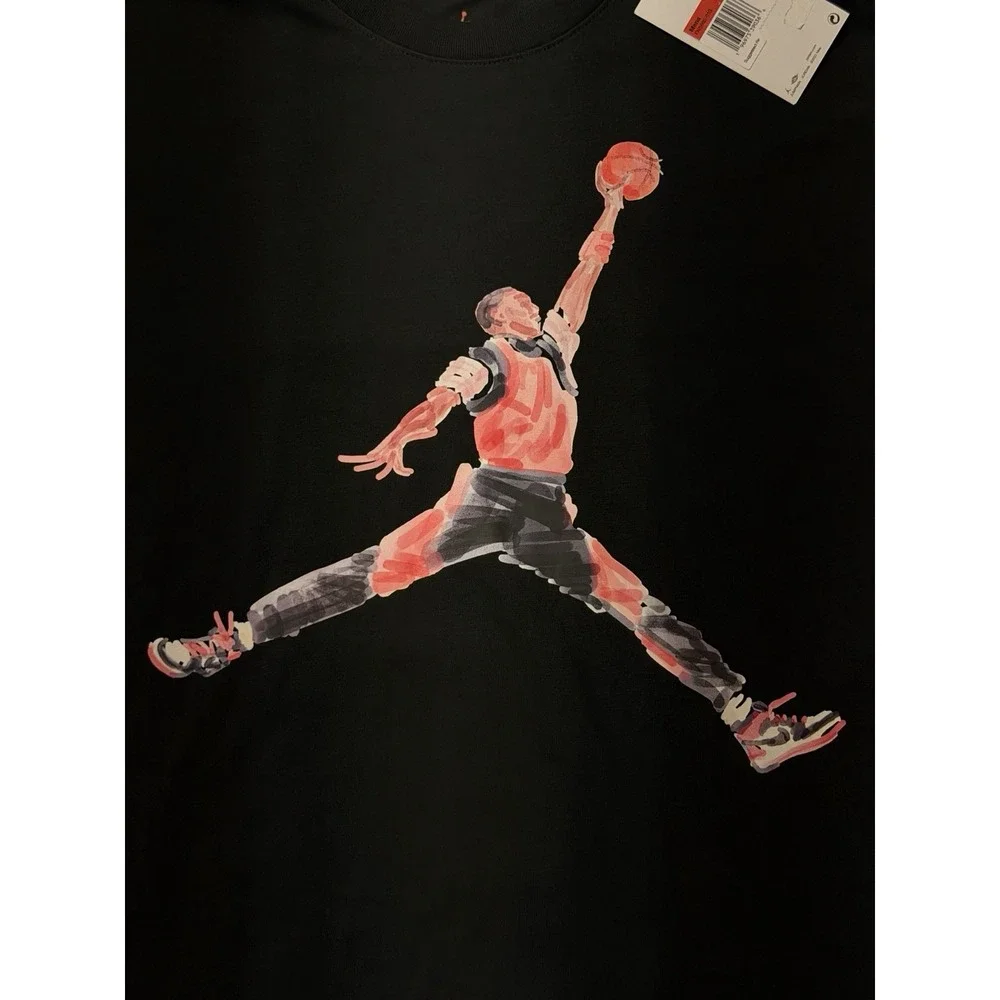 Jordan Watercolor Jumpman Graphic Tee FN5980-010 Black Cotton Mens Large NWT